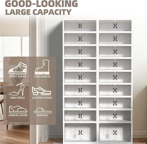 Miniatura 3 de Dollate Zapatero plegable de 9 niveles, 36 pares, gran almacenamiento de zapatos con puerta magnética transparente, fácil de montar y organizador de