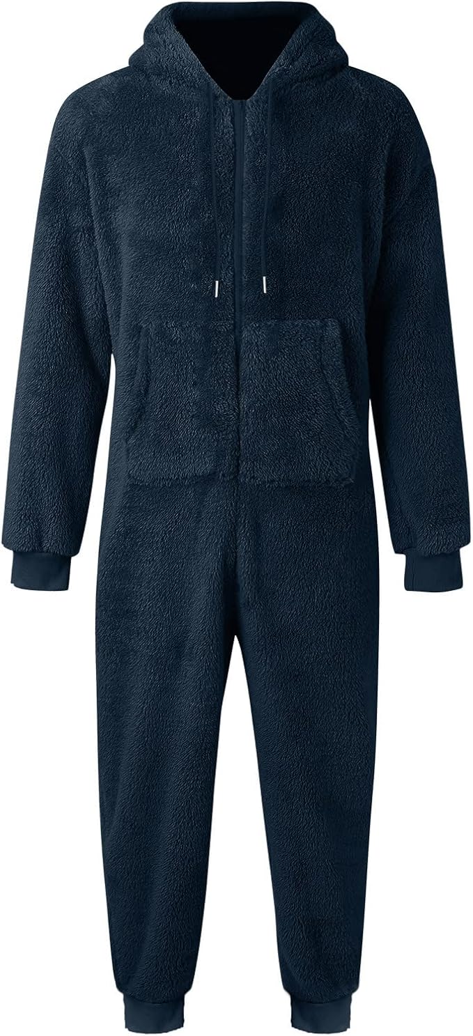 Generisch Herenpyjama, kunstwol, lange mouwen, casual, effen