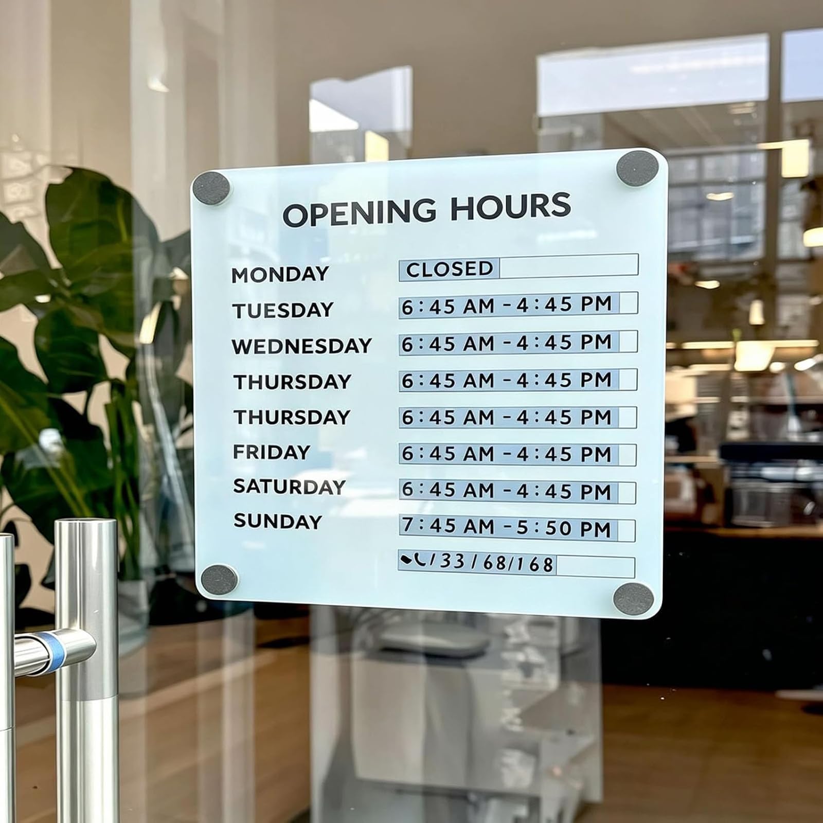 Metallisches Magnetisches Geschäftszeitenschild, für Schaufensterpläne