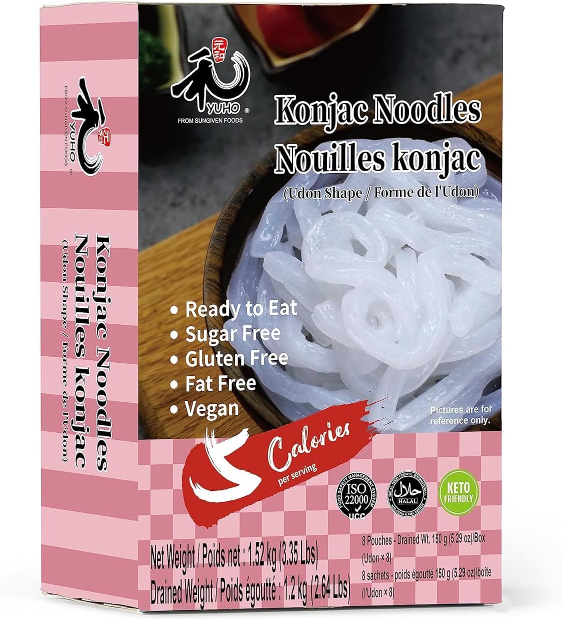 YUHO Udon Noodle Konjac Shirataki Instant Chewy Noodles Vegan Gluten Free Low Carb Calorie Sugar Free Keto Friendly Pre-cooked Quick Easy Noodle 8 Pack