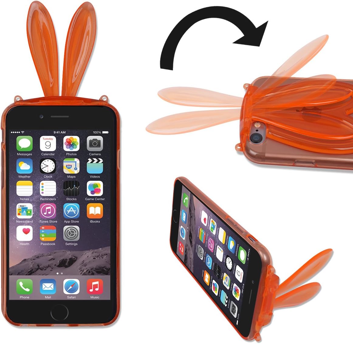 iPhone 6s / 6 Bunny TPU Case, Protective iPhone6 / 6 s Ultra Thin Jelly Gel Case, Soft Rabbit Case (Orange)