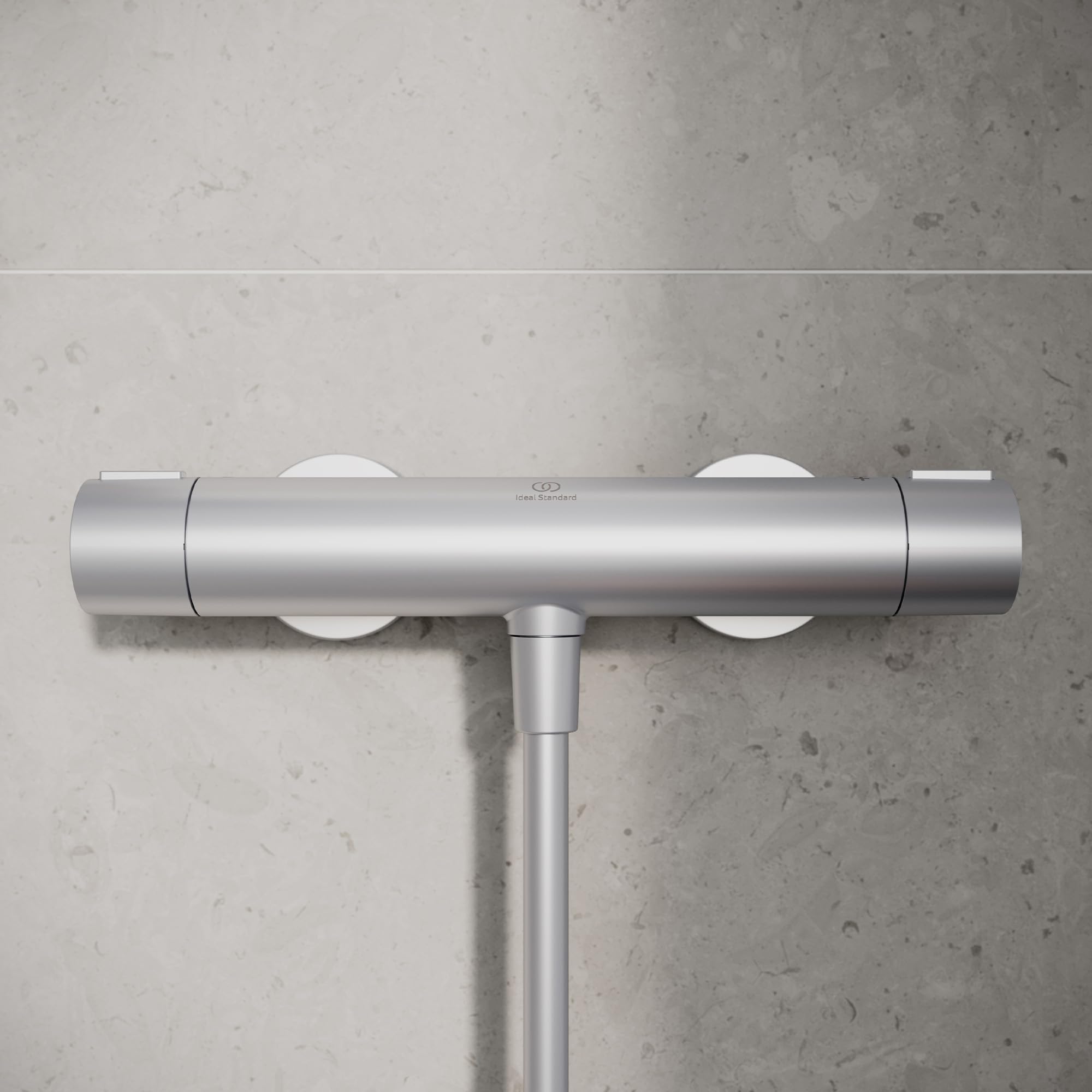 Ideal Standard Ceratherm Alu+ Brausethermostat, Hergestellt aus 100% recyceltem Aluminium, Wasser- und Energiesparend, Thermostatfunktion und Verbrühschutz – Silber (292x105x72 mm)