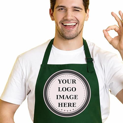 Miniatura 7 de Delantal con logotipo personalizado, nombre personalizado, delantales de fotos para hombres y mujeres, babero de chef ajustable impermeable