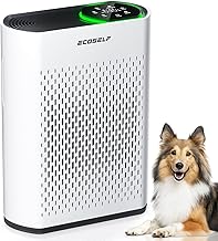 Powerful Air Purifier Up to 2400 Sq Ft, ECOSELF HEPA Air Purifier with PM2.5 Air Quality Display, Ultra-Quiet 20dB Sleep Mode – White