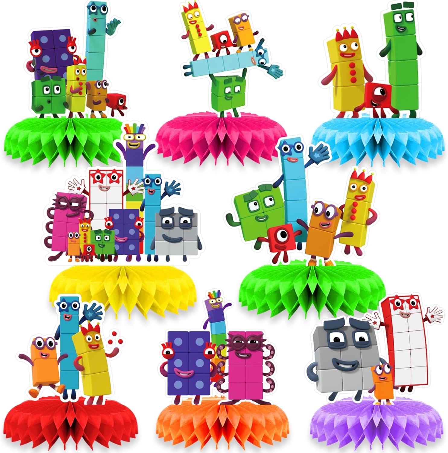 8pcs Number Blocks Birthday Decorations Honeycomb Centerpiece Number Blocks Party Decorations for Table Centerpiece Party Suplies