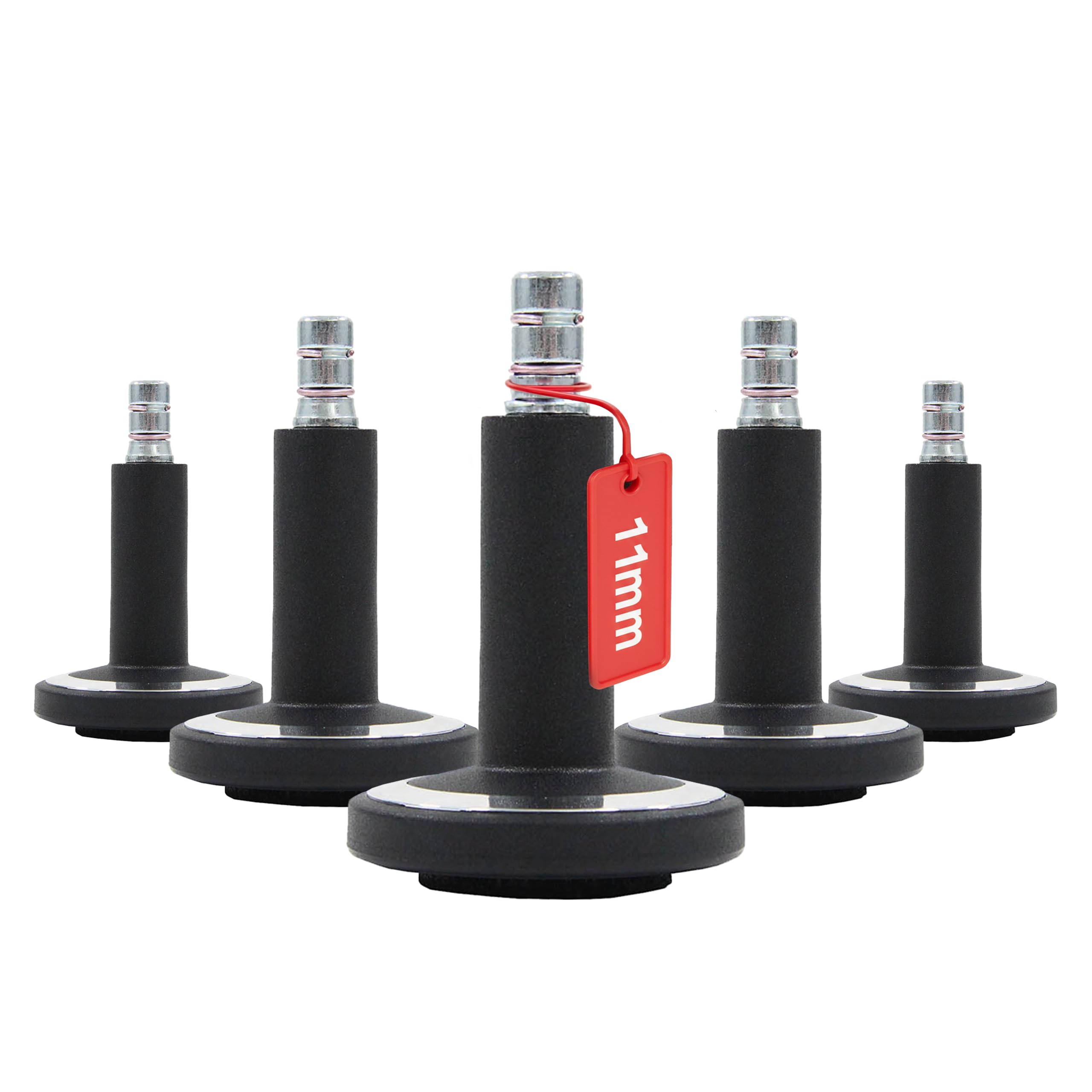 hjh OFFICE 619041 Piedini per sedie da ufficio STATO-M, perno 11mm Nero/Cromo Piedini per pavimenti duri con rivestimento in feltro