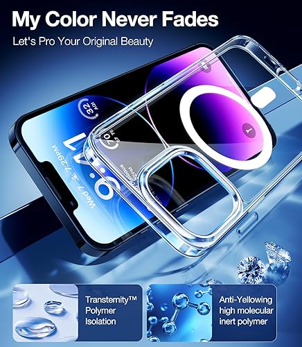 Miniatura 2 de TORRAS Funda magnética transparente de diamante para iPhone 13 Pro competible con MagSafe protección de grado militar parte trasera dura protectora