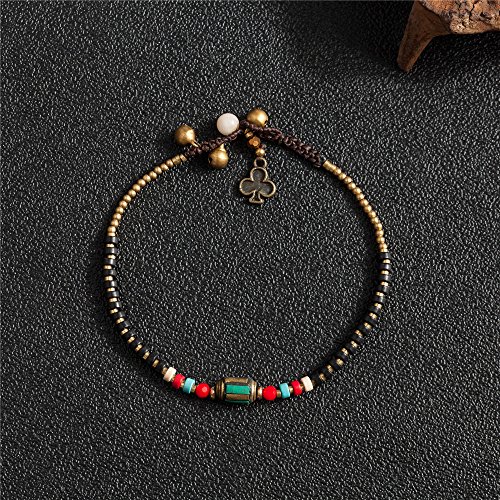 Image of kelistom Bohemian Ankle Bracelets for Women Handmade Natural Stone Beaded Chain Anklet