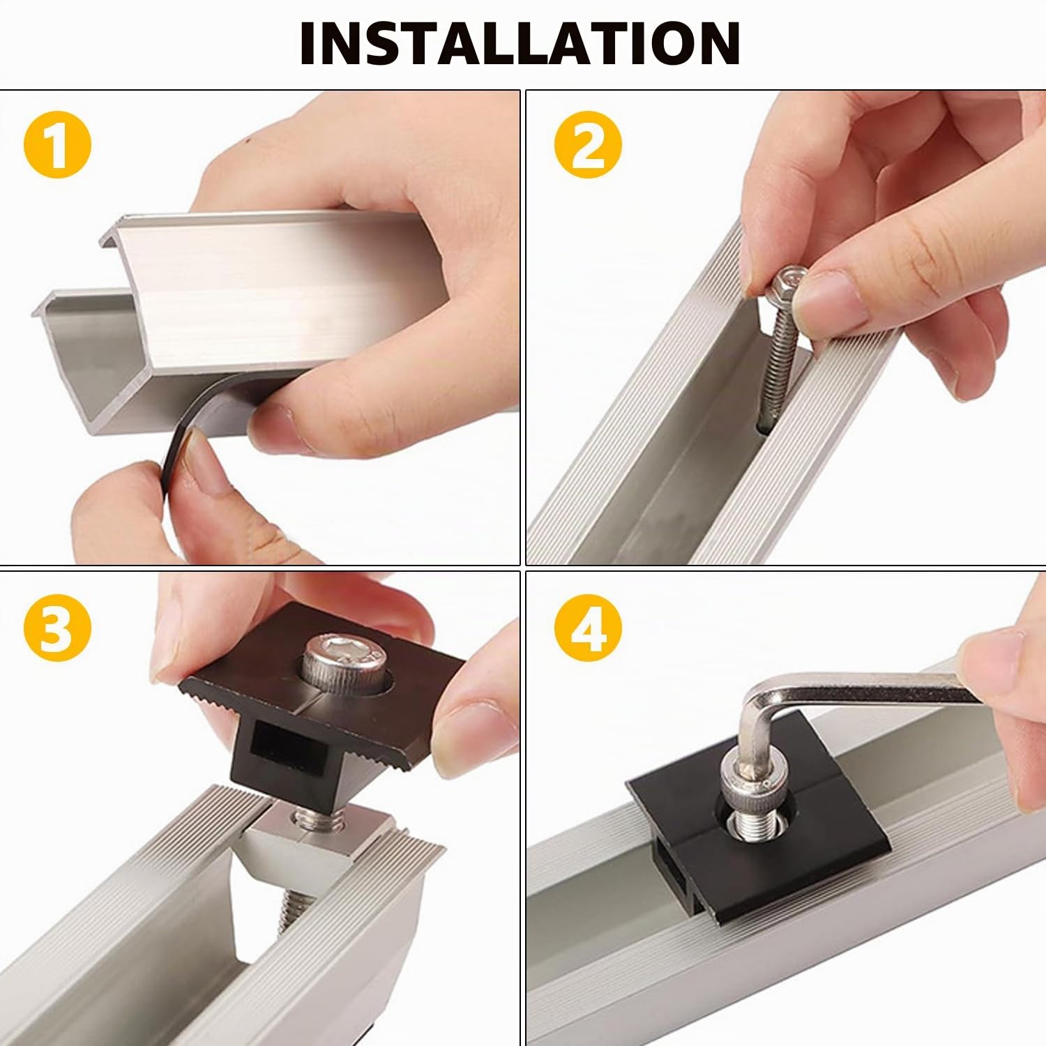 Kit de support de panneau solaire, rail de fixation PV, support de toit plat photovoltaïque pour modules de 30 à 35 mm d'épaisseur, support PV pour toit plat, tôle trapézoïdale, toit en tuiles (10