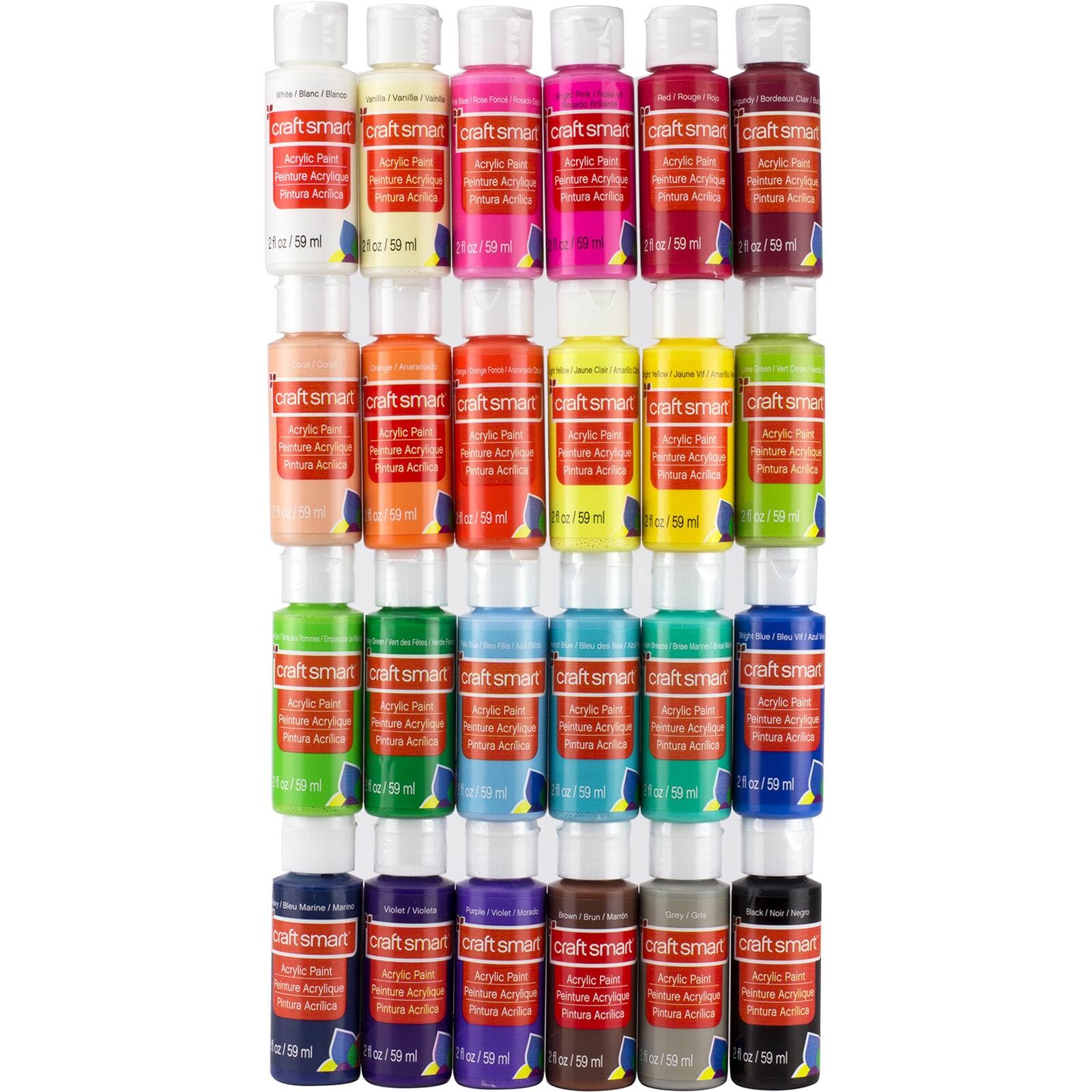 Craft Smart 24 Assorted Acrylic Paint Set - Non-Toxic Paint for Drawing, Painting, Art & Crafts Supplies - 1 Pack