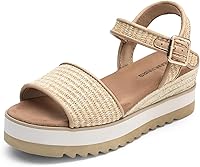 DREAMPAIRS Women's Open Toe Buckle Ankle Strap Espadrille Platform Wedge Sandals - 2.75" Comfort Heel