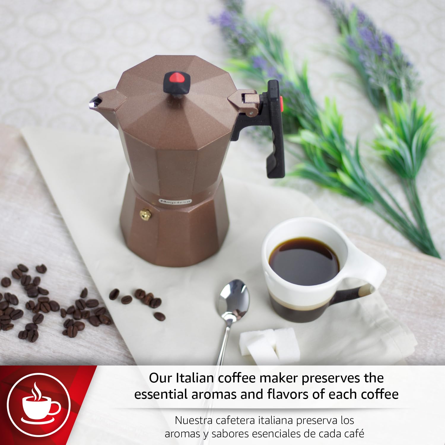 Magefesa® Cafetera espresso Colombia, tamaño de 6 tazas, haz tu propio café italiano casero con esta olla de moka, hecha en aluminio extra grueso, segura y fácil de usar, cafetera, café