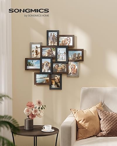 Miniatura 10 de SONGMICS Marcos de fotos de collage de 4 x 6, paquete de 12 marcos de fotos para decoración de pared, marco de collage de fotos naturales, juego de