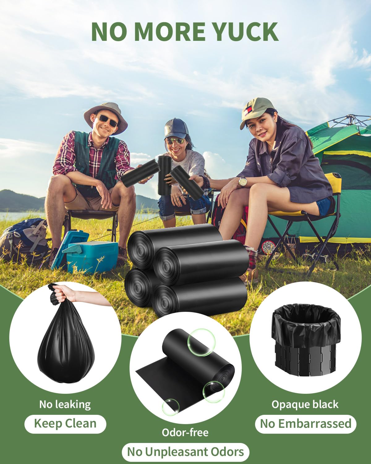 50 bolsas de inodoro portátiles, gruesas y biodegradables para camping, bolsas de inodoro para orinal portátil, bolsas de basura de inodoro de compostaje de 8 galones, bolsas de orinal para asiento de