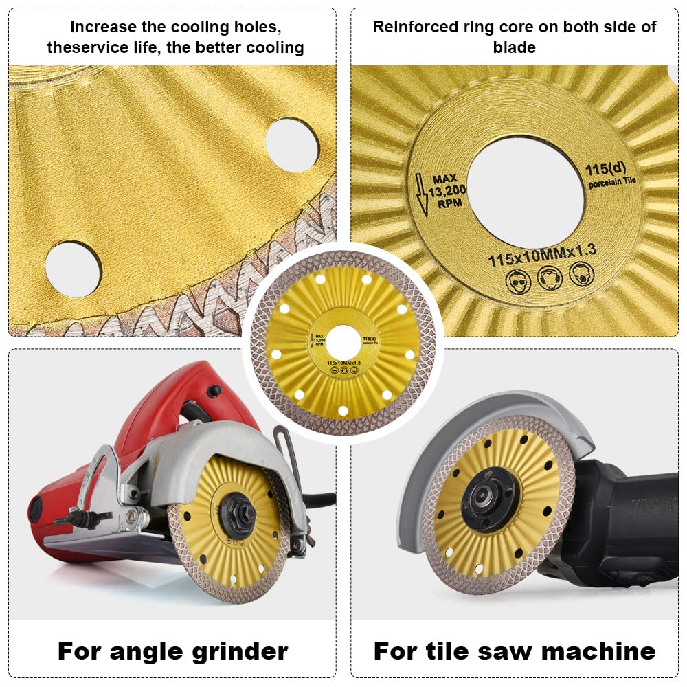 5 pz/scatola 4.5 "Super Thin Diamond Tile Blade per il taglio Porcellana Piastrelle Ceramica Granito Marmo (5, 4.5")