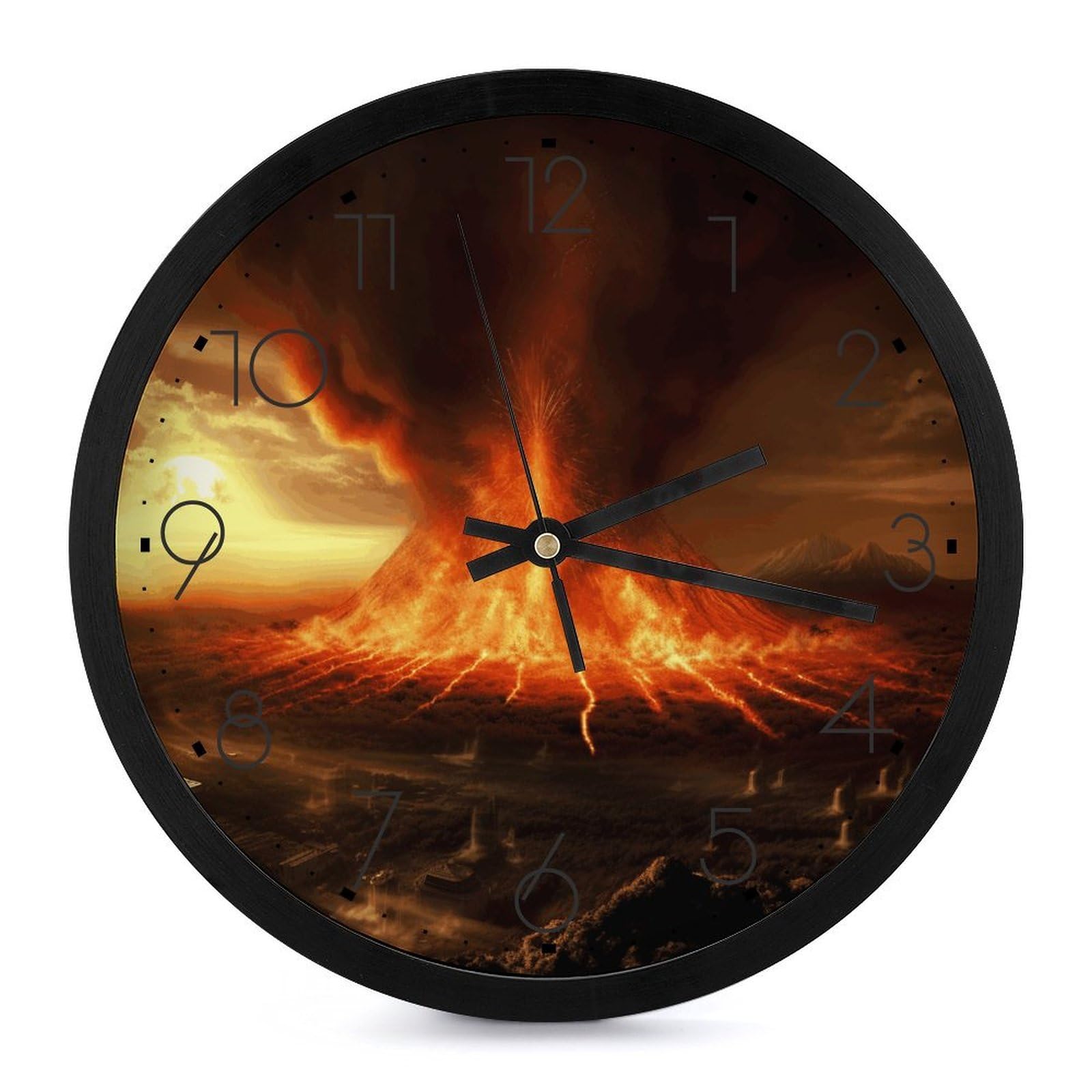 Grande horloge murale volcan idée cadeau déco salon originale