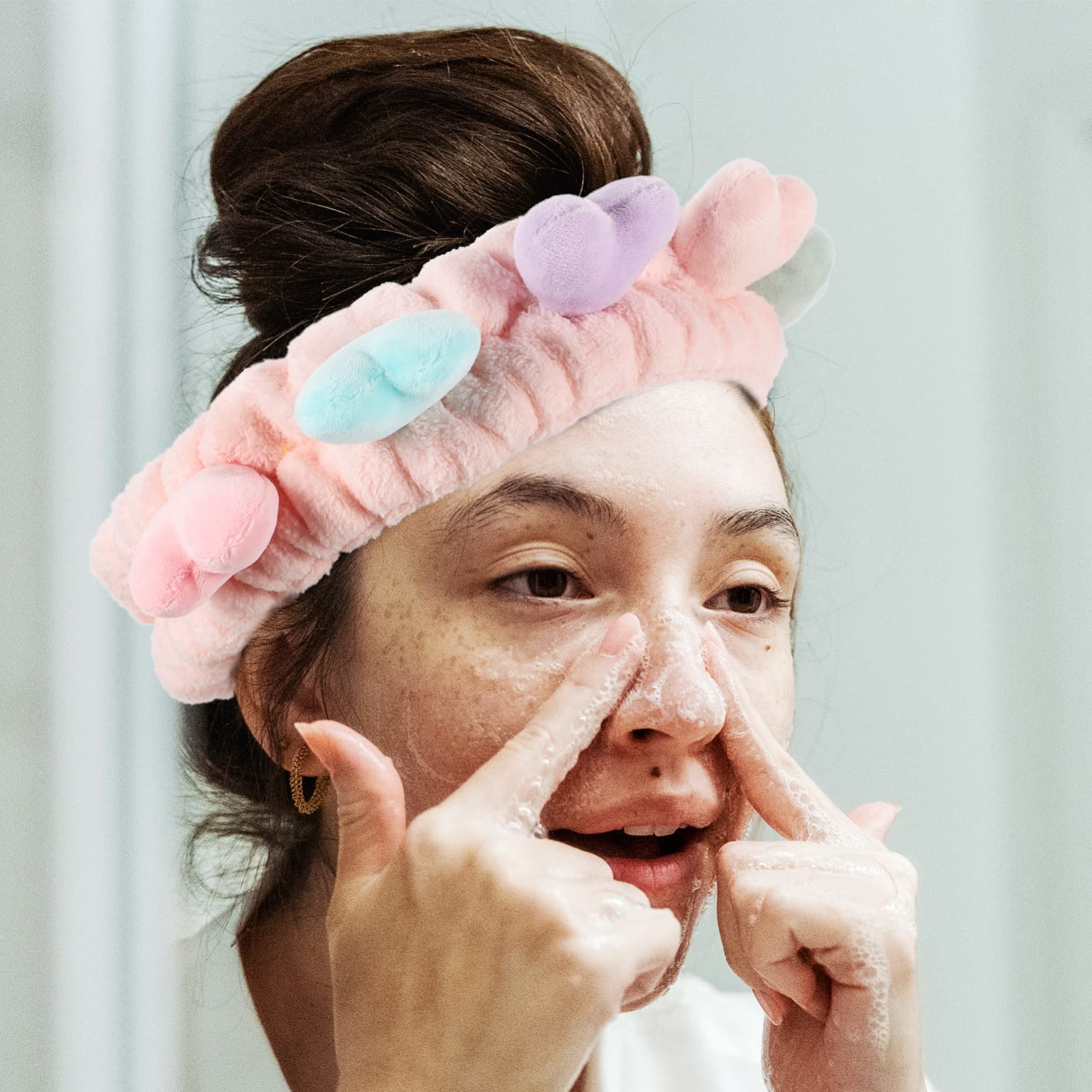 POPETPOP 6pezzi Fasce Elastiche Regolabili Pile Per Makeup e Detersione Colori Decorazioni Per e Ragazze