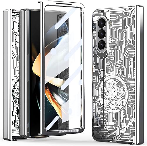 Miniatura 1 de Miimall Funda para Samsung Galaxy Z Fold 5 con protector de pantalla, funda plegable 5 con protección de bisagra + textura de chapado mecánico de