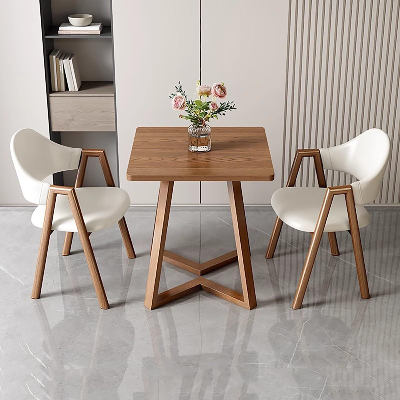 24" Square Dining Table Set with 1 Coffee Table & 2 Faux Leather Chairs Upholstered Armchairs for Kitchen Office Reception - Multiple Colors Available (Orange Fabric)