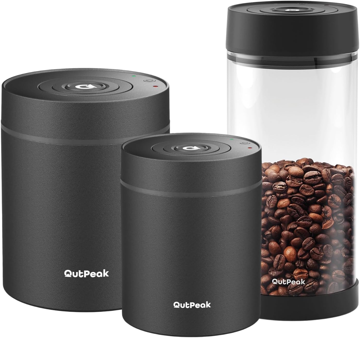 OUTPEAK Auto Coffee Canister: 1.5L for 17.6oz, 1.35L for 14oz, 0.5L for 4.6oz Coffee Beans (Set of 3)