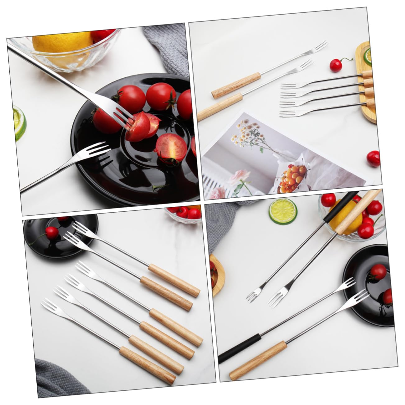 Garneck 6Pcs Portable Fondue Forks Stainless Steel Chocolate Forks for Fruit Dessert and Cheese Long Handle Dipping Tools for Easy Serving and Enjoyment
