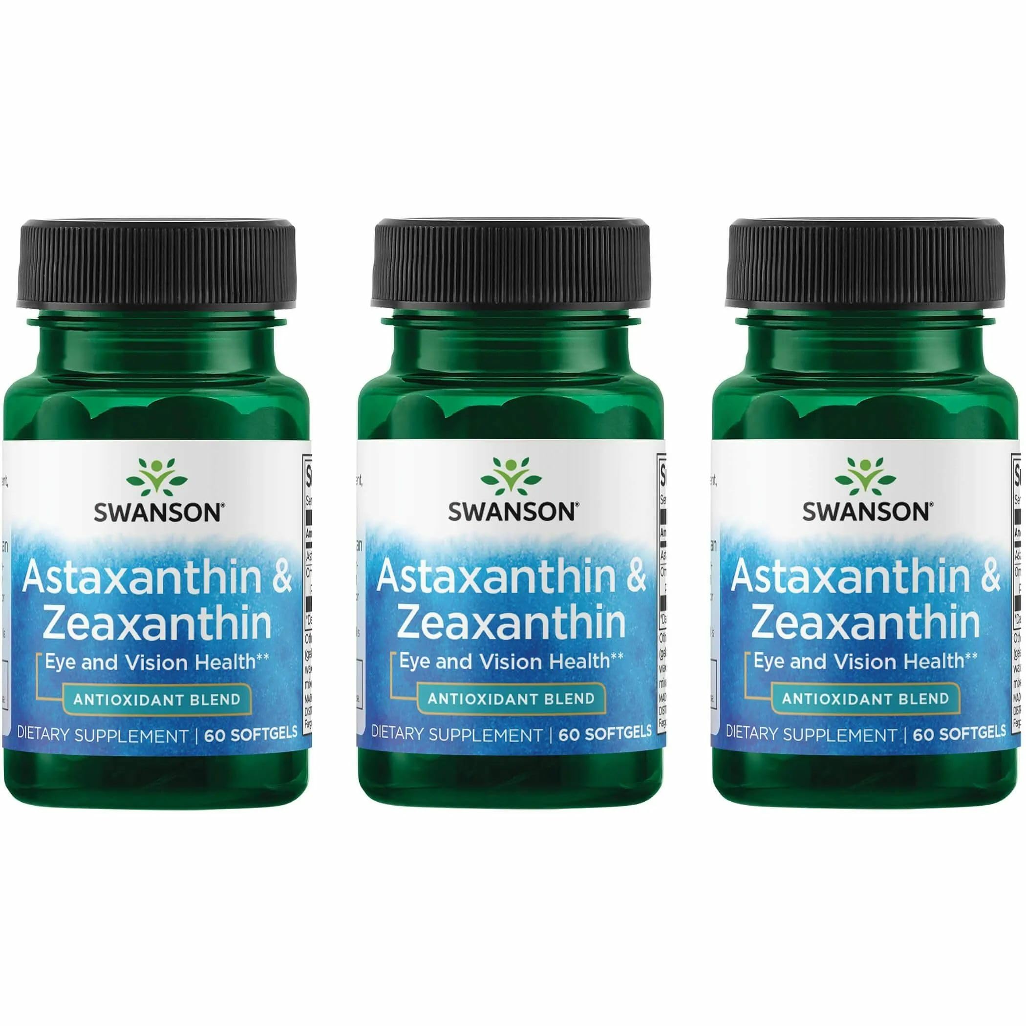 Swanson Astaxanthin & Zeaxanthin Eye Health Supplement, 60 Softgels, 3 Pack 60 Count (Pack of 3)