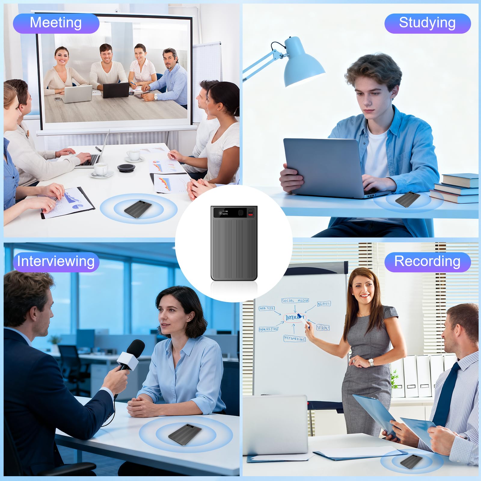 Dictaphone Enregistreur Vocal IA - Stylo & Mini Enregistreur Vocal Espion