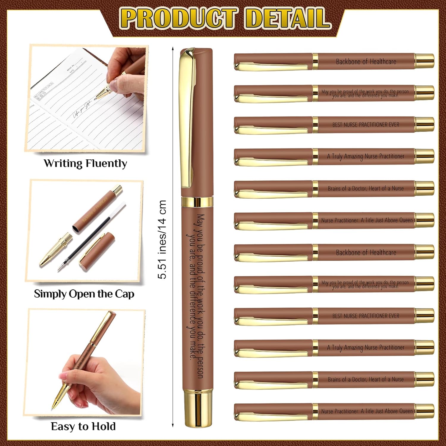 Harloon 12 Sets Nurse Week 2026 Gifts Bulk Nurse Practitioner Inspirational Leather Notebooks Motivational Ballpoint Pens Thank You Gift for Appreciation Doctor Medical Assistant Women Men (Brown)