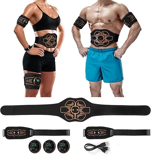 Miniatura 9 de Estimulador muscular electrónico; estimulador de abdominales, máquina muscular para abdomen/brazos, recargable por USB para fitness, entrenamiento