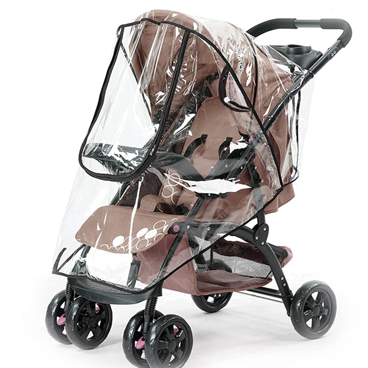 ELECDON Stroller Rain Cover, Pram Raincover Universal Baby Stroller Accessory EVA Transparent and Waterproof Shield Baby Travel Stroller Shield, Protect from Dust Snow Insects