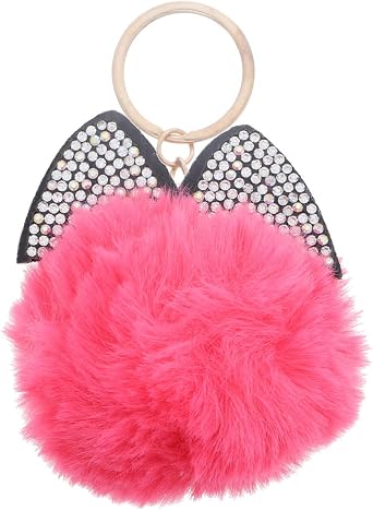 Cat Ears Keychain Pom Pom Key Ring Holder Bag Charm