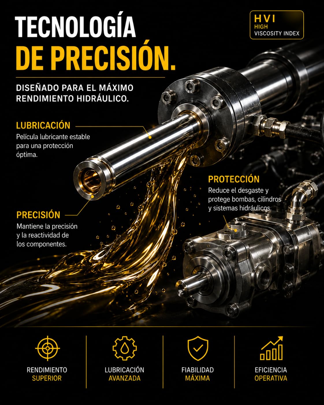 Aceite Hidráulico ISO VG 22 HVI 5L – Alto Índice de Viscosidad – Protección Antidesgaste y Anticorrosión – Para Sistemas Hidráulicos, Maquinaria Agrícola e Industrial