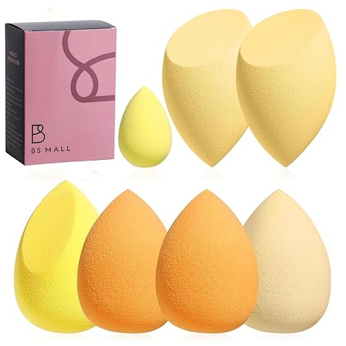 Miniatura 1 de BS-MALL - Juego de esponjas de maquillaje, 7 esponjas para líquidos, crema y polvo, multicolor con 1 mini esponja de maquillaje rosa (D-amarillo)