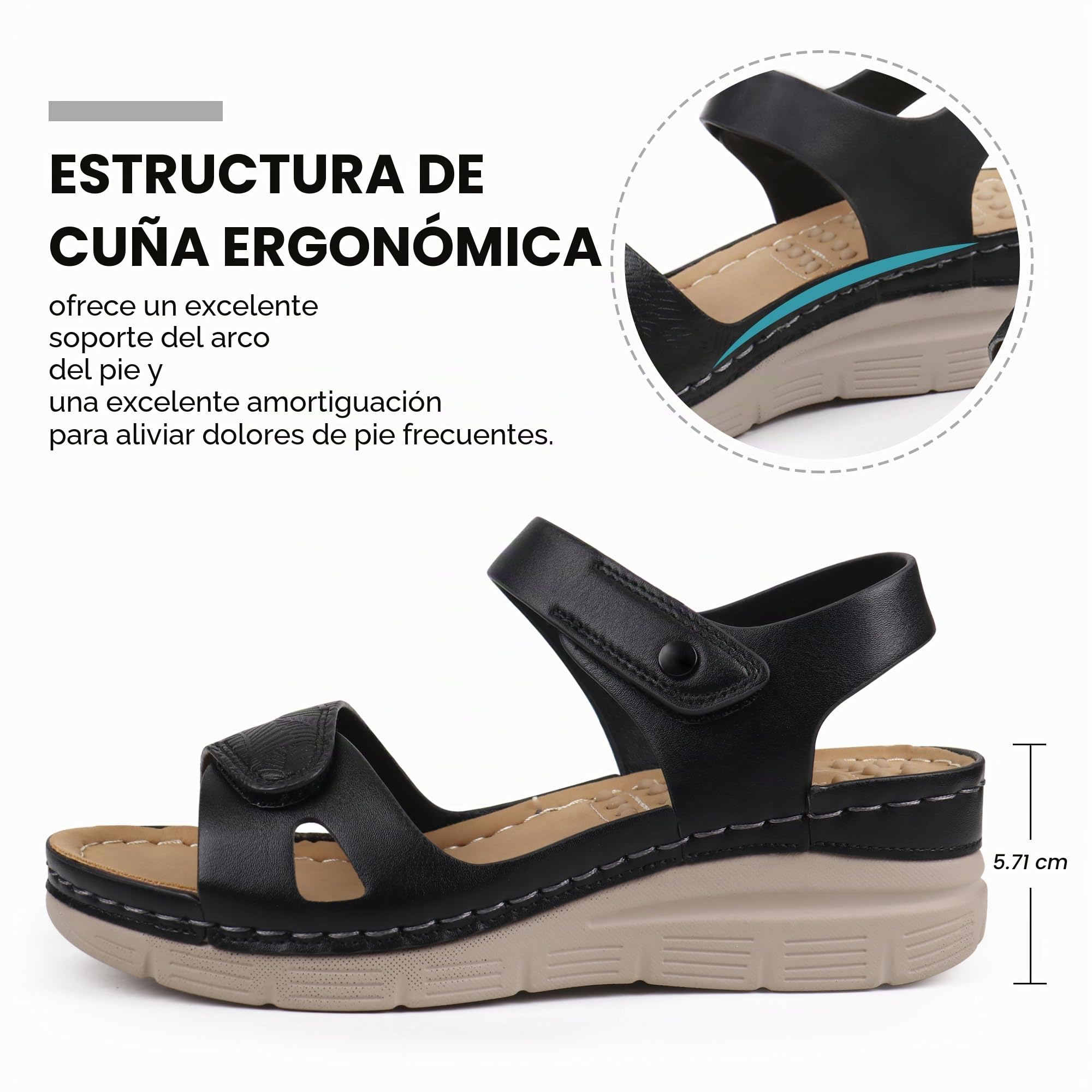 Ortho+rest Mujeres Sandalias de paseo cómodas Sandalias ortopédicas con soporte para el arco plantar