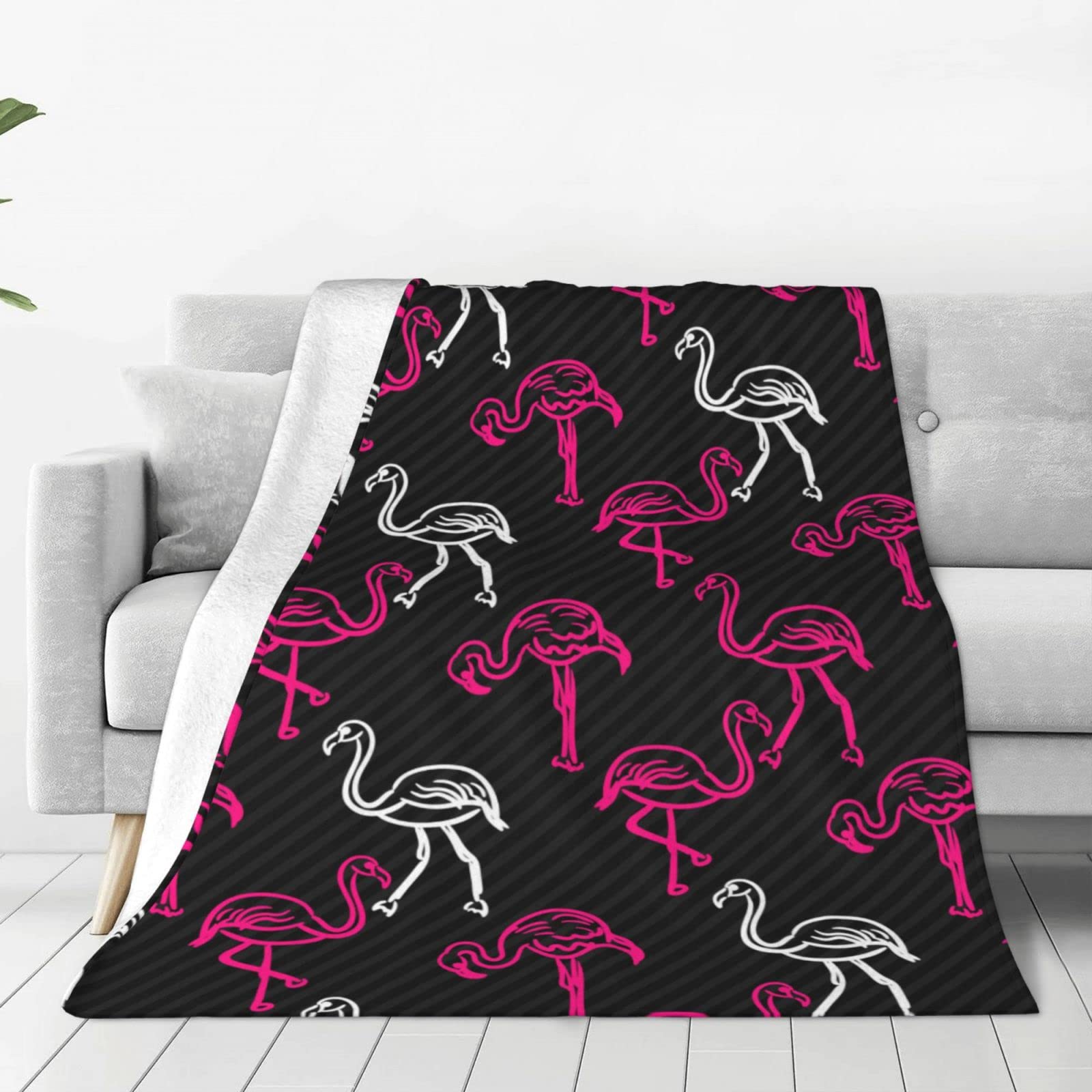 Lsjuee Throw Blanket Flamingo Pattern Warm Cozy Soft Lightweight Flannel Fleece Blanket for Bedroom Sofa Room Home Decorative Fuzzy Blanket 40"x30"