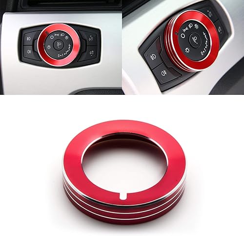 Xotic Tech - 1 pomo para interruptor de luz antiniebla para faros delanteros, color rojo, de aluminio, compatible con Ford Mustang F-150 2015