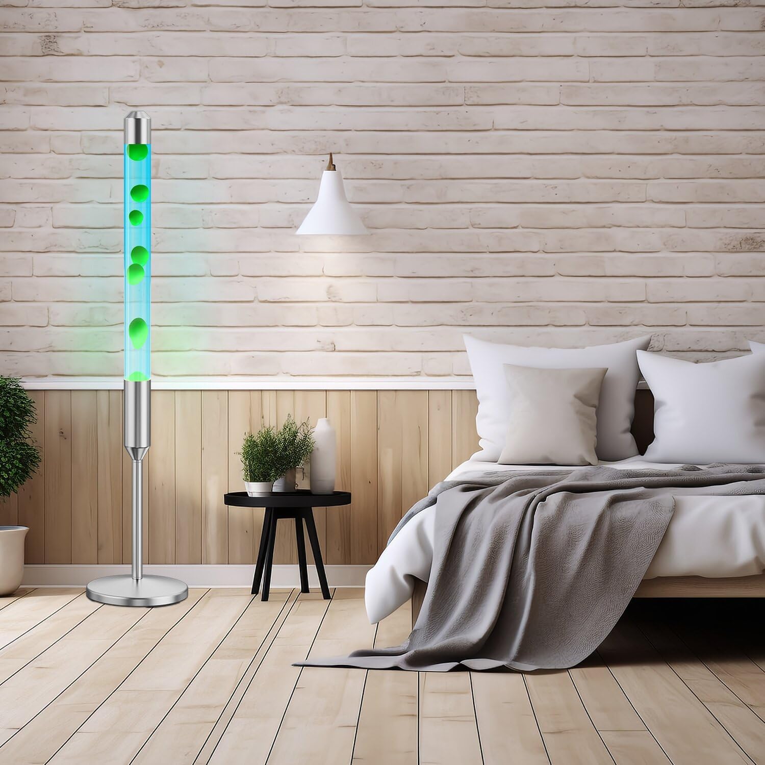 Kyzfy Lámpara de movimiento líquido de 110 cm, lámpara de magma, luz calmante adecuada para decoración del hogar, decoración de oficina, bar, bar, etc. (cera azul, agua verde, 47,5 pol)