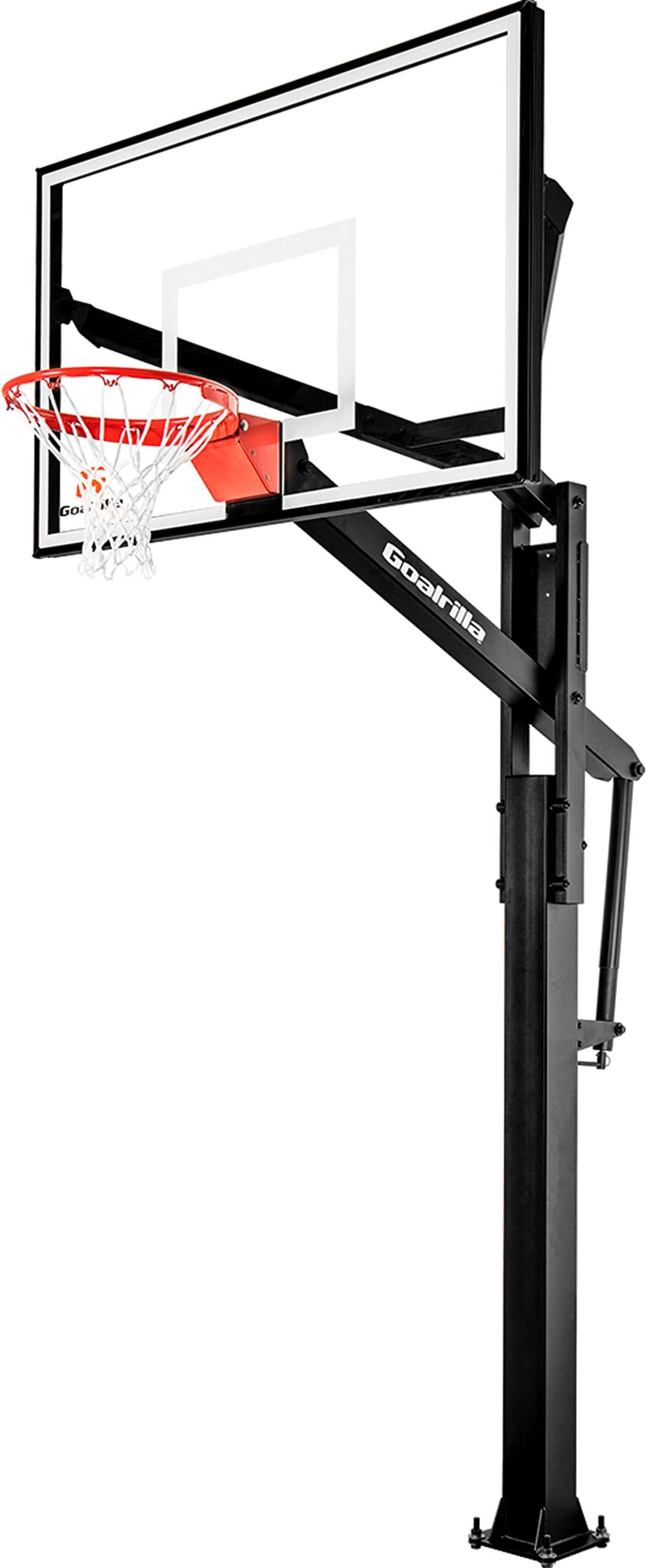 Goalrilla Basketball Hoops with Tempered Glass Basketball Goal Backboard, Black Anodized Frame, and In-ground Anchor System