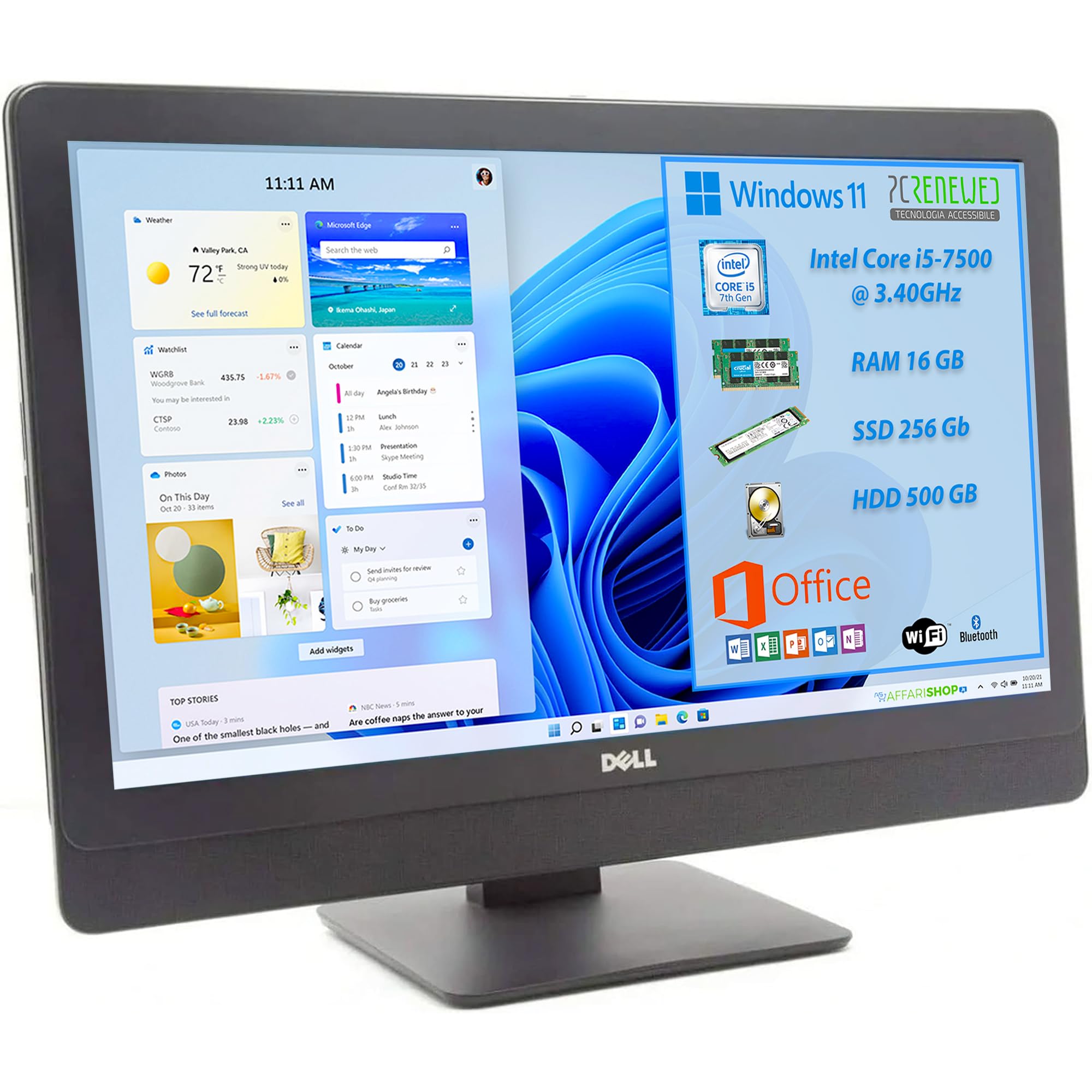 OptiPlex 7450 All in One PC 23" Full HD Core i5 7500 Windows 11 16GB RAM 256GB SSD + 500GB HDD WIFI HDMI Ricondizionato