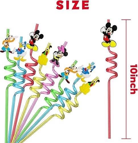 Miniatura 2 de 25 popotes de ratón, suministros de fiesta de ratón, regalos con 2 cepillos de limpieza, pajitas reutilizables de plástico, suministros de fiesta de