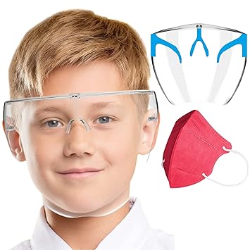 FREE 1 KIDS N95 MASK | Sister JUNIOR Face Shield For Kids Above 6 Years | BLUE Anti-fog, Washable, fits Perfectly | POLYCARBONATE HD VISION Shield By Weekend Inc.
