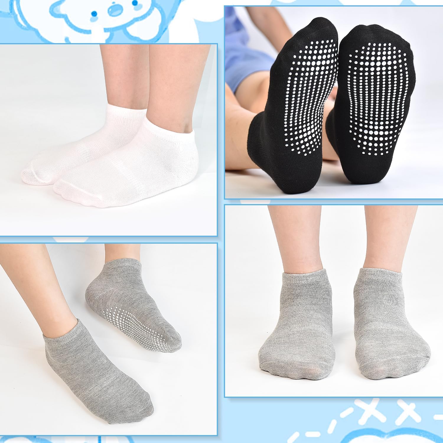 ELUTONG Non Slip Toddler Socks,Boy Socks with Grips 15 Pairs Anti Skid Kids Low Cut Socks for Baby Infant(0-7 Years)
