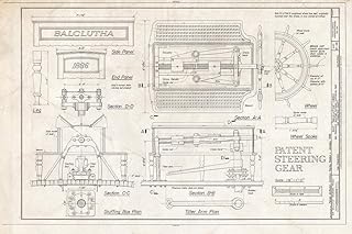 Historic Pictoric : Blueprint Patent Steering Gear - Ship BALCLUTHA, 2905 Hyde Street Pier, San Francisco, San Francisco County, CA 12in x 08in