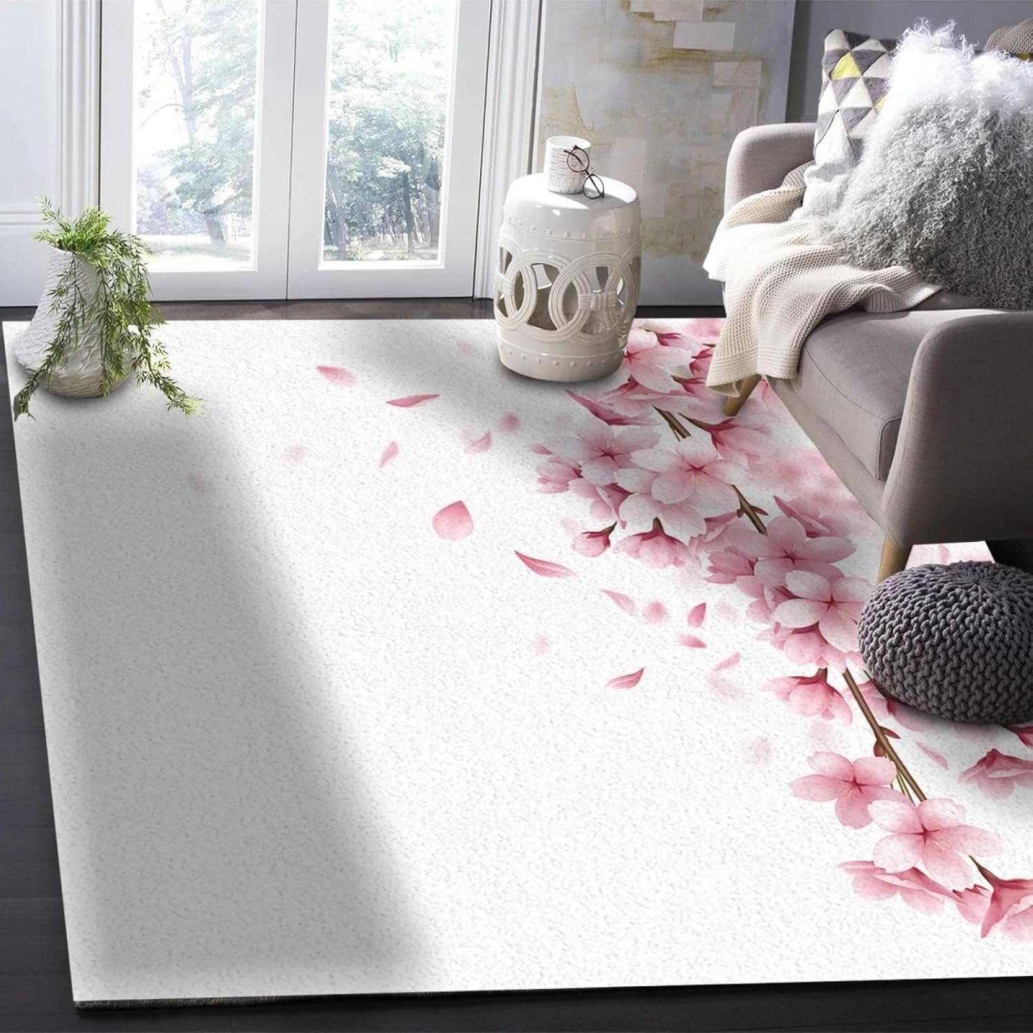 Pink Cherry Blossom Living Room Area Rug Floor Mat Children's Room Bedroom Bedside Carpet Kitchen Door Mat 160x230cm