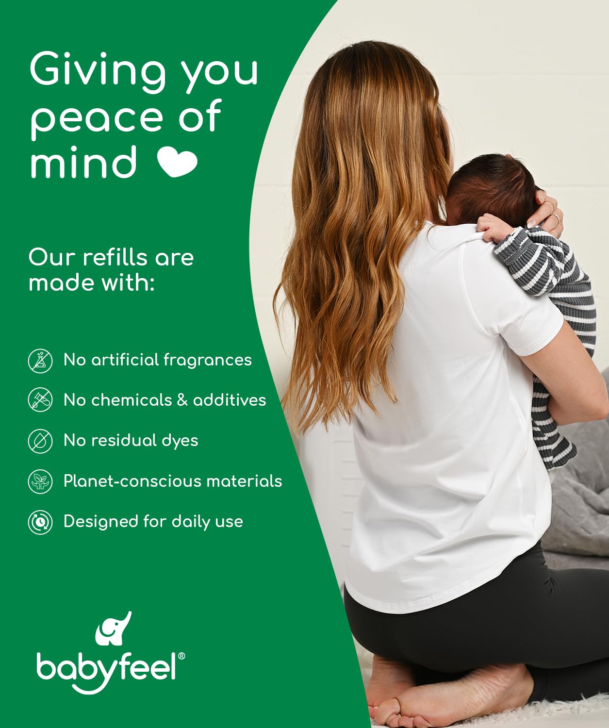 Babyfeel BIO Recharges compatibles avec les seaux à couches DEKOR CLASSIC | 100 % compostables | Lot de 4 | Exclusivité 50 % d'épaisseur supplémentaire | Sacs de recharge de compost avec élimination