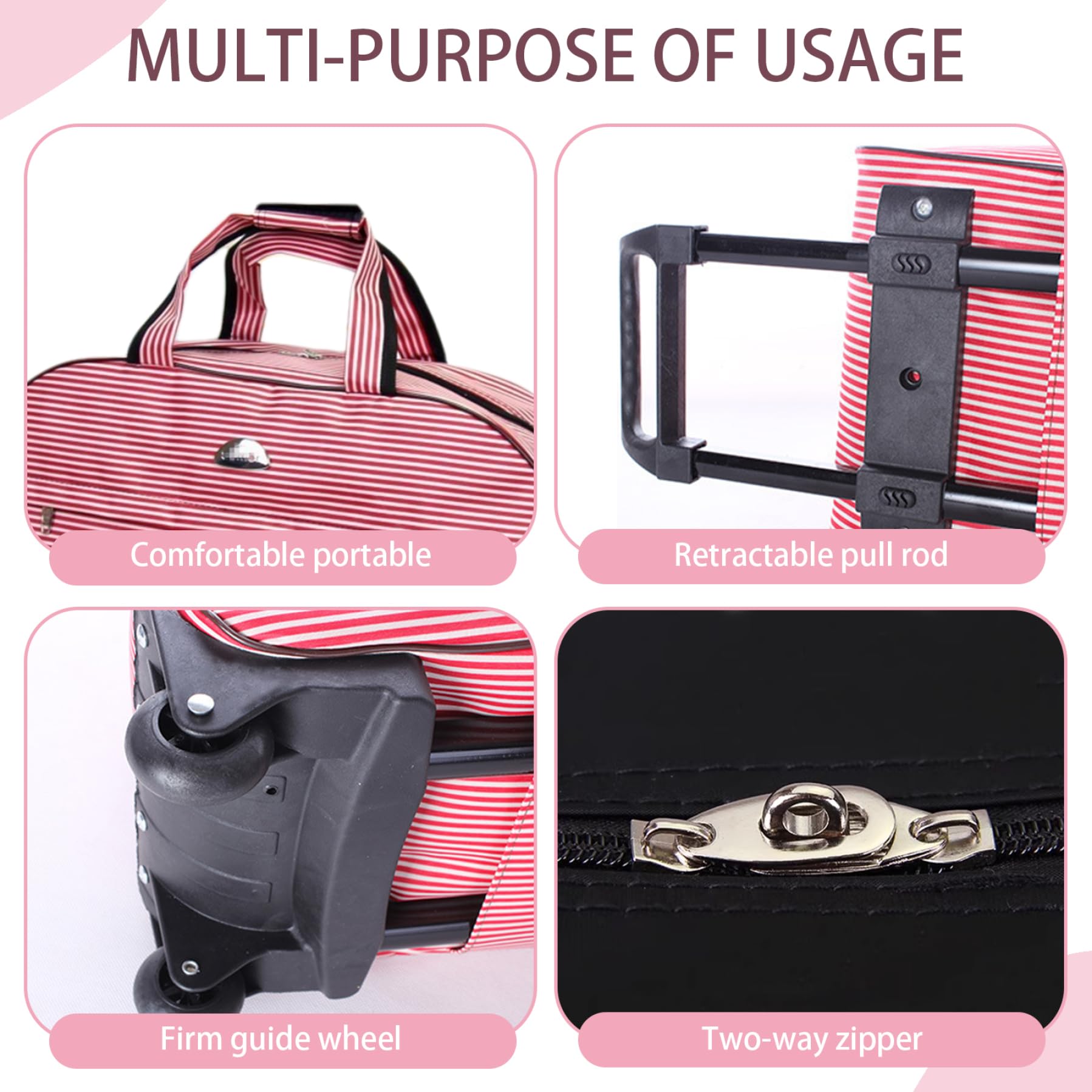 Sac à Duffle Roulant avec Roues de capacité Sac à roulettes Roues moelleuses avec des et Manche de Transport sur Les Sacs Voyage Mode Weekender pour Les Femmes et Les Hommes