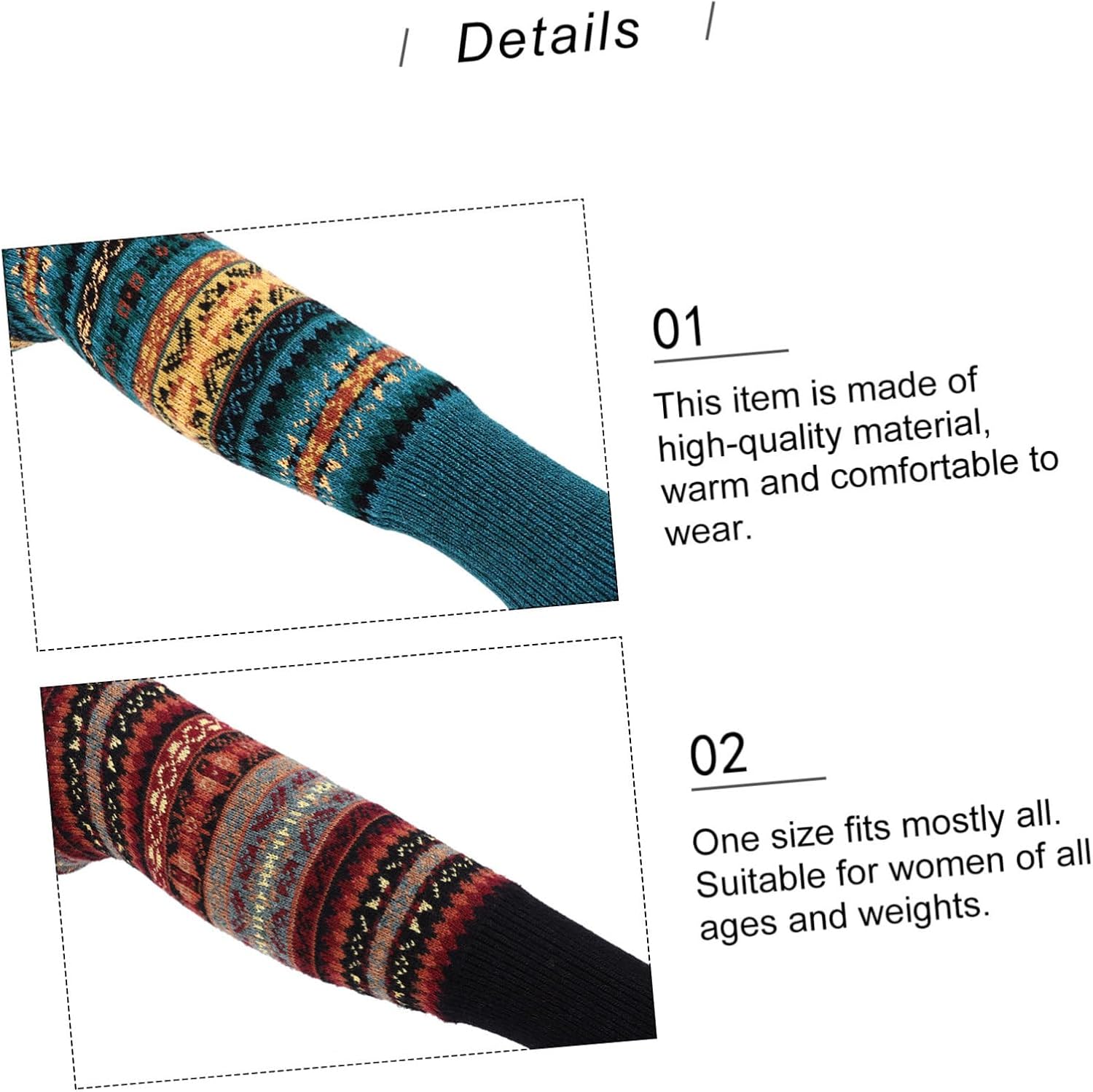 VANZACK 2pairs Creative Wool Winter Leg Warmers Stylish Knit Leg Covers for Women for Cold Weather Fashion and Comfort Black and Blue