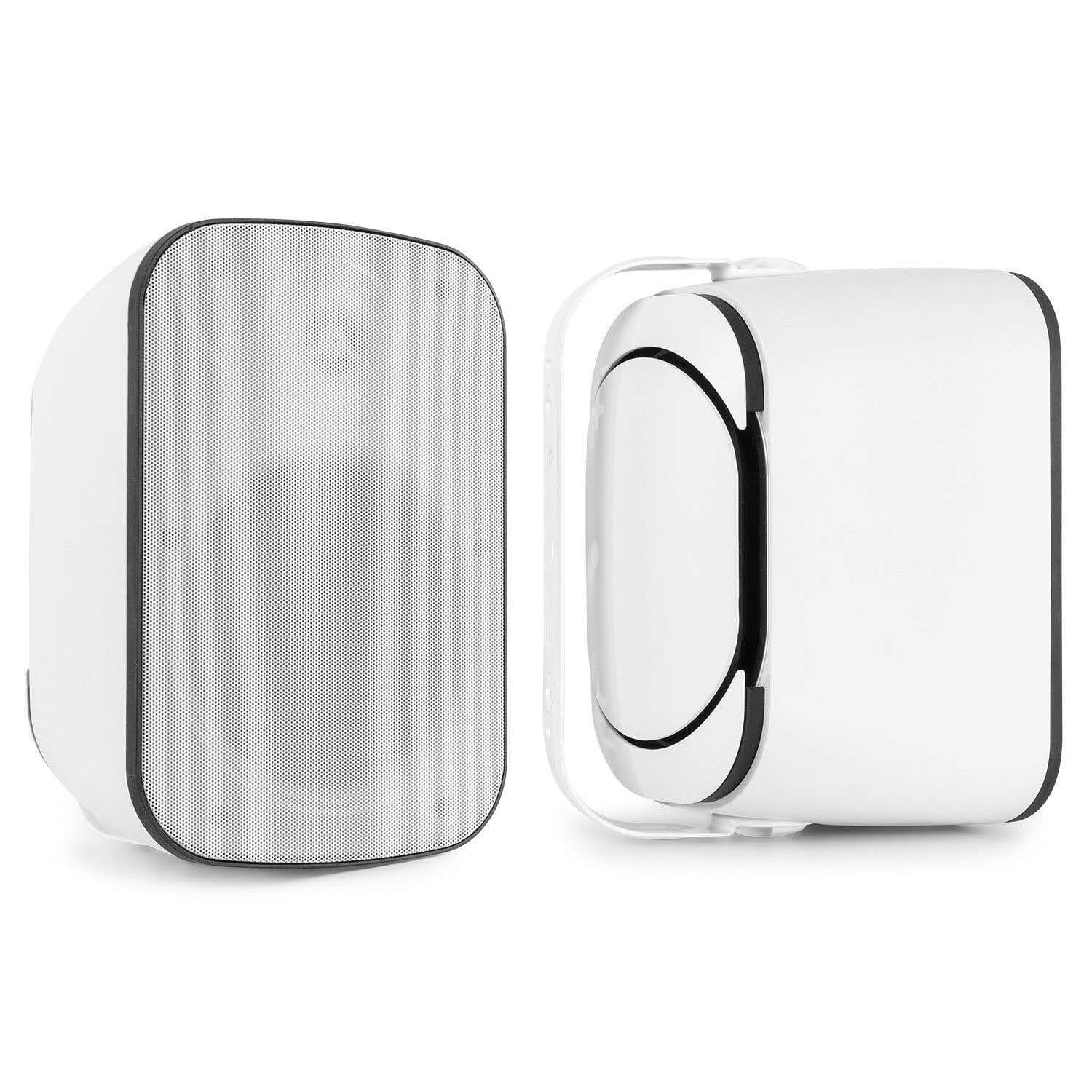 Power Dynamics - Pack de Sonido - Amplificador PV220BT con Bluetooth, 2x100W, Radio FM, MP3, 2 Altavoces BD50W blancos de 120W resistentes al agua, montaje interior/exterior, incluye soportes y cables