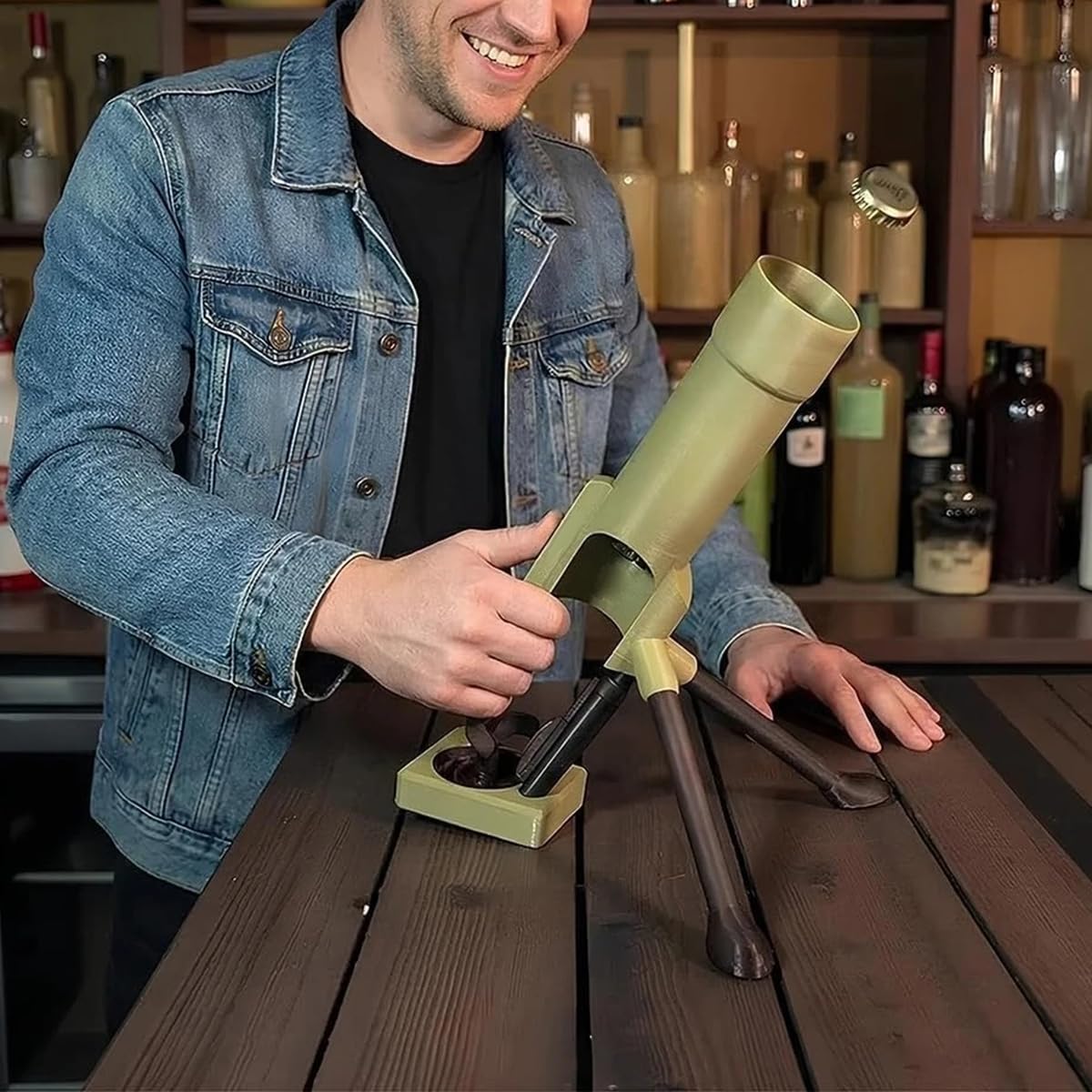 Amazon | 栓抜き 迫撃砲 ビール栓抜き 51mm 押し下げ式 ボトルキャップ