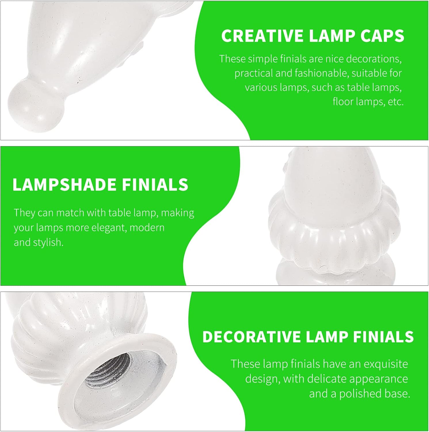 Uonlytech 2Pcs Lamp Finial Cap Knob Antique Lamp Shade Finial Lamp Part Decoration Accessories for Table or Floor Lamps 10MM White